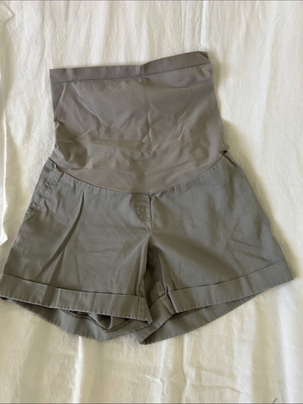 Motherhood Maternity High-Waist Fold-Over Shorts — Gray